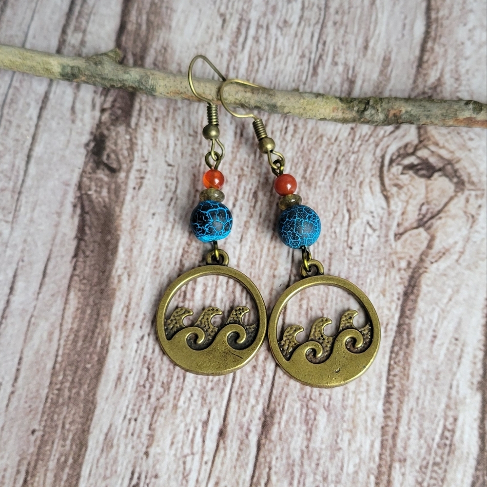 Ocean Waves Beachy Hippie Style Earrings